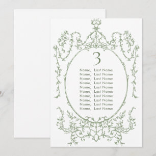 Victorian Sage Green Wedding Seating Chart Card