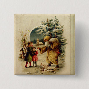 Victorian Santa 2 Inch Square Button