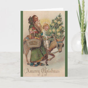 Victorian Santa and Baby Jesus Christmas Card