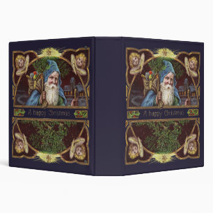 Victorian Santa Angels Blue Christmas Vintage Art Binder