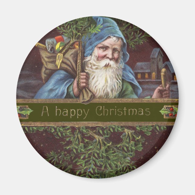 Victorian Santa Angels Christmas Antique Magnet (Front)