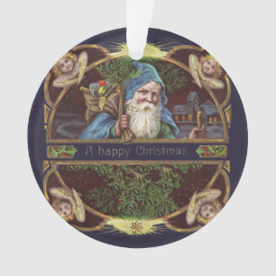 Victorian Santa Angels Christmas Antique Ornament
