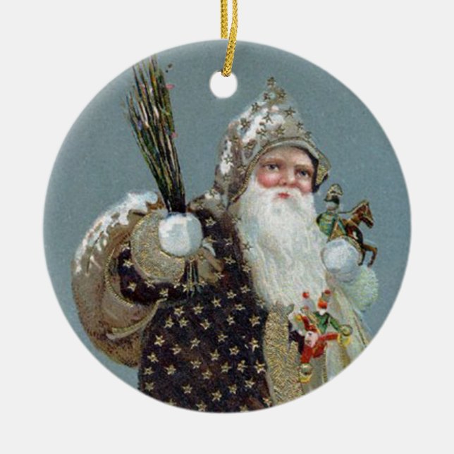 Victorian Santa Carrying Gifts Vintage Ornament (Front)