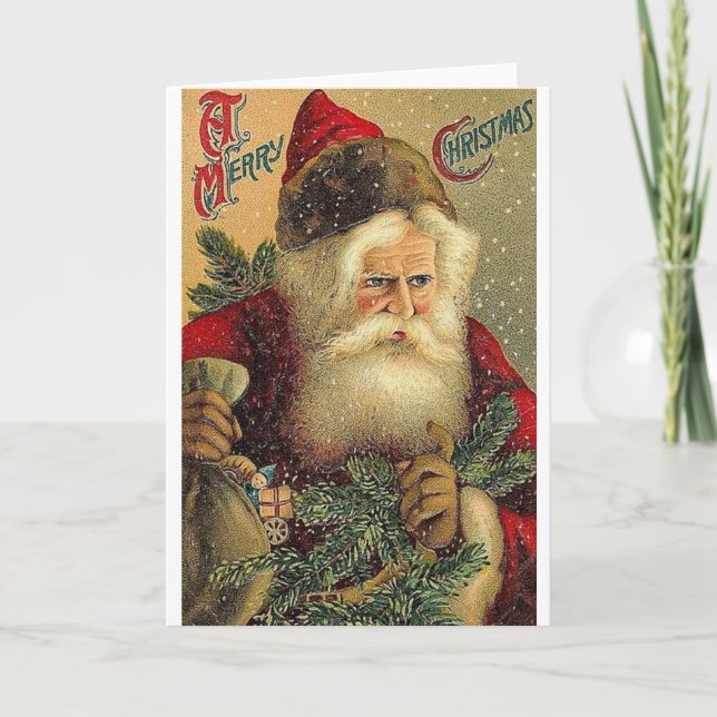 Victorian Santa Christmas Greeting Card (Front)