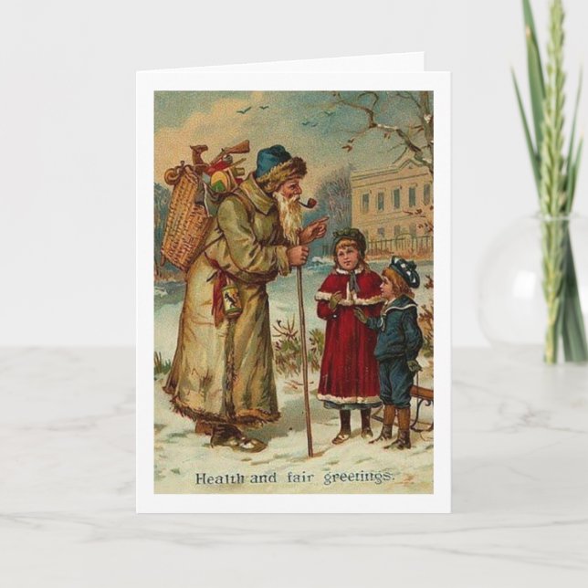 Victorian Santa Christmas Greeting Card (Front)