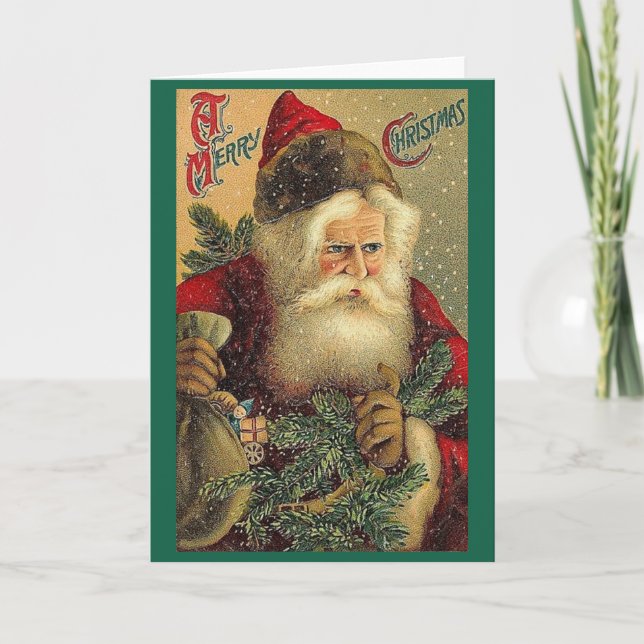 Victorian Santa Christmas Greeting Card (Front)