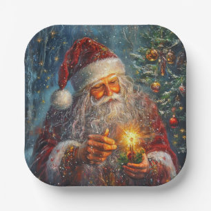 Victorian Santa Christmas Paper Plates