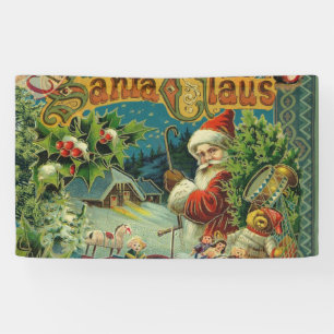 Victorian Santa Claus Christmas Collage Antique  Banner