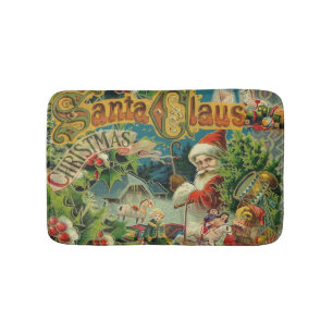 Victorian Santa Claus Christmas Collage Antique  Bath Mat