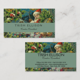 Victorian Santa Claus Christmas Collage Antique  Business Card