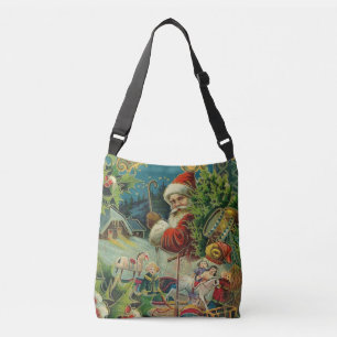 Victorian Santa Claus Christmas Collage Antique  Crossbody Bag