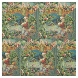 Victorian Santa Claus Christmas Collage Antique  Fabric