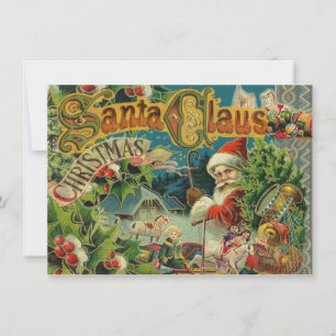 Victorian Santa Claus Christmas Collage Antique  Invitation