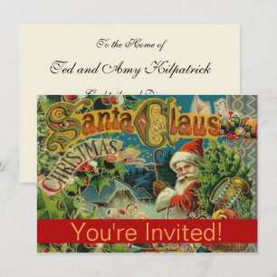 Victorian Santa Claus Christmas Collage Antique  Invitation