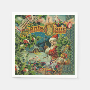 Victorian Santa Claus Christmas Collage Antique  Napkin