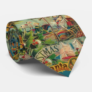 Victorian Santa Claus Christmas Collage Antique Tie