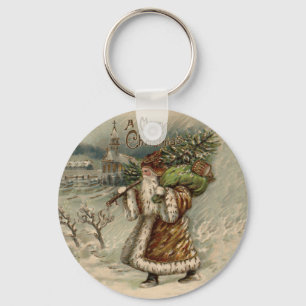 Victorian Santa Claus Christmas Tree Keychain