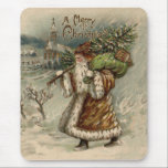 Victorian Santa Claus Christmas Tree Mouse Pad<br><div class="desc">Vintage Santa Claus Carrying a Crhistmas Tree is a Victorian Christmas card illustration art print.</div>