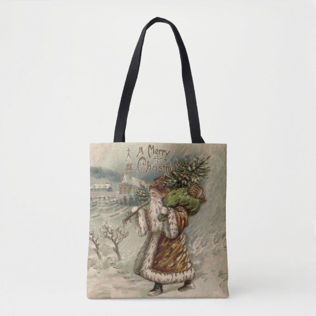 Victorian Santa Claus Christmas Tree Tote Bag (Front)