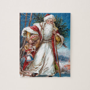 Victorian Santa Claus in Red Velvet and White Fur Jigsaw Puzzle