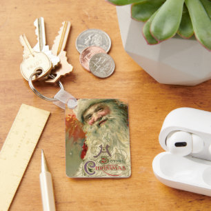 Victorian Santa Claus Portrait, Vintage Christmas Keychain