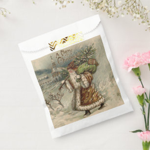 Victorian Santa Claus With Christmas Tree Favour Bag