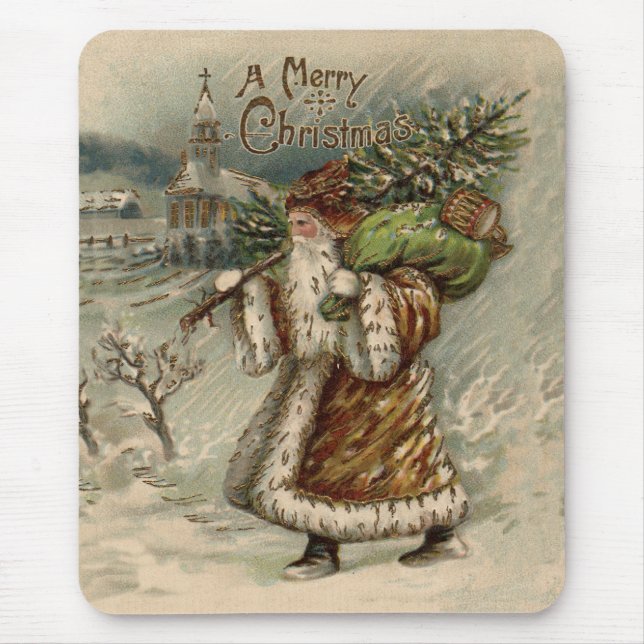 Victorian Santa Claus With Christmas Tree Mouse Pad (Front)