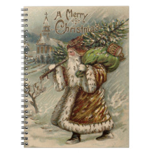 Victorian Santa Claus With Christmas Tree Notebook