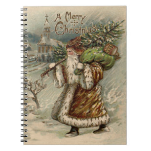 Victorian Santa Claus With Christmas Tree Notebook