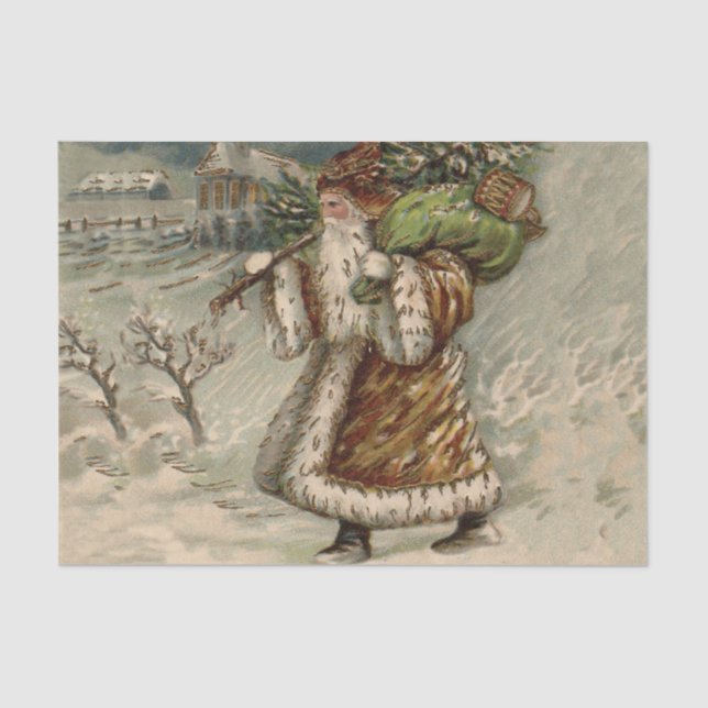 Victorian Santa Claus With Christmas Tree Tissue Paper (Front)