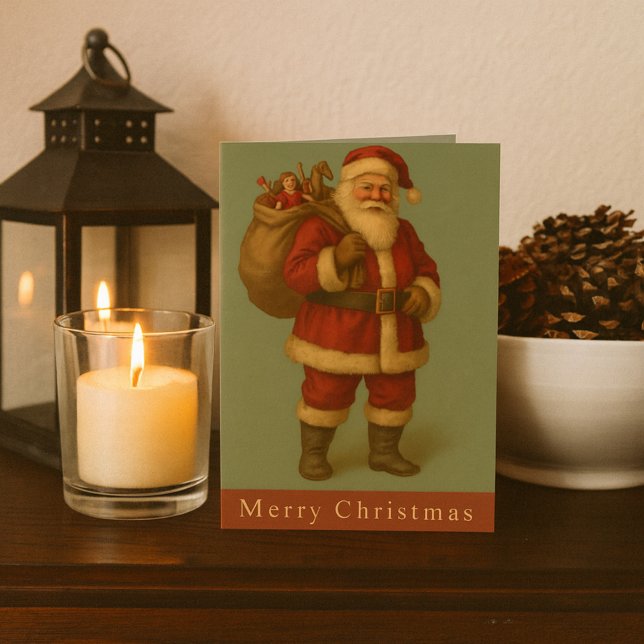 Victorian Santa Illustration Timeless Holiday Card (Creator Uploaded)
