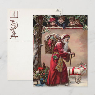 Victorian Santa with Goats Postcard