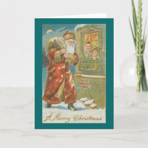 Victorian Santa with Pack Christmas Card