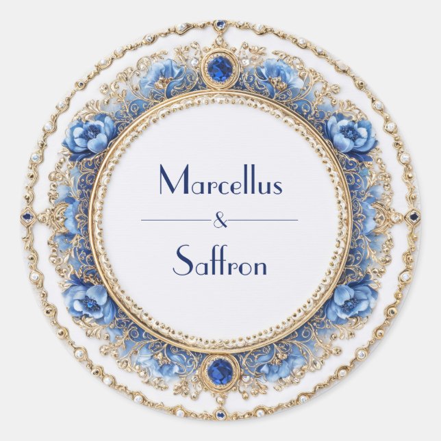 Victorian Sapphire Jewel Wedding Sticker (Front)