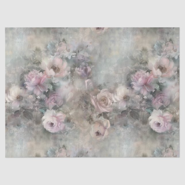 Victorian Shabby Chic Painted Florals Decoupage Tissue Paper (Front)