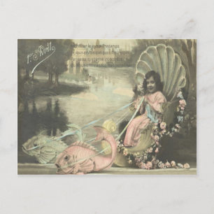 Victorian Shell Fish Poisson d'avril April Fool's Postcard