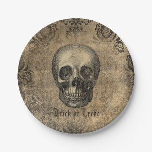 Victorian Skull Grunge halloween themed  Paper Plate