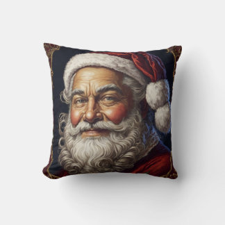 Victorian Smiling Santa Throw Pillow