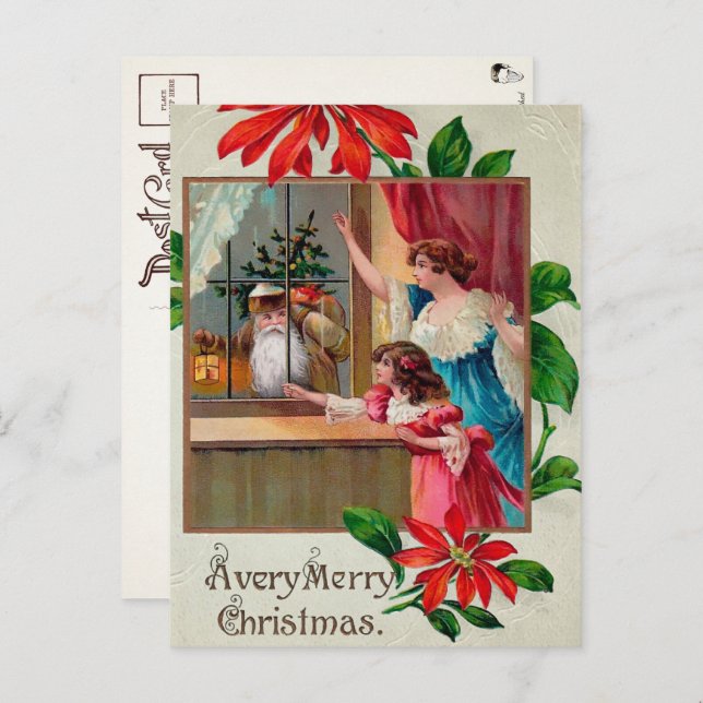 Victorian Snooping Santa Postcard (Front/Back)