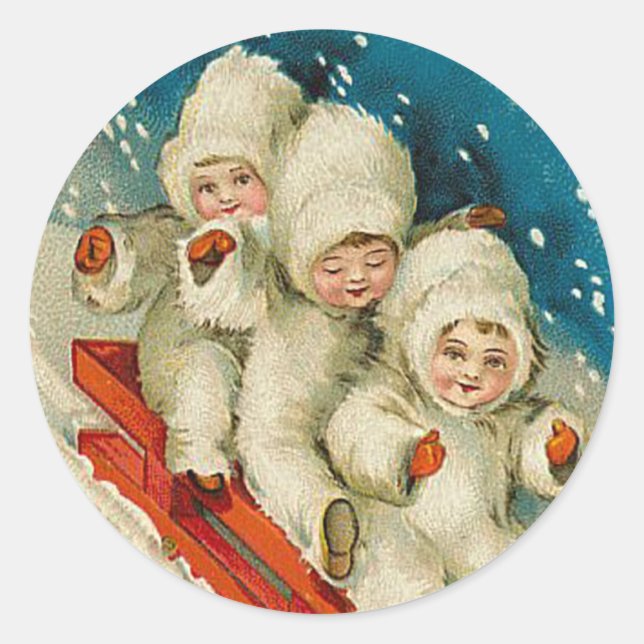 Victorian Snow Baby Christmas sticker (Front)