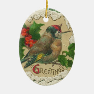 Victorian Snow Bird Christmas Ornaments