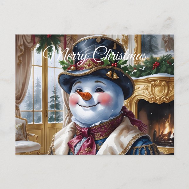 Victorian Snowman Christmas Design Holiday Postcard (Front)