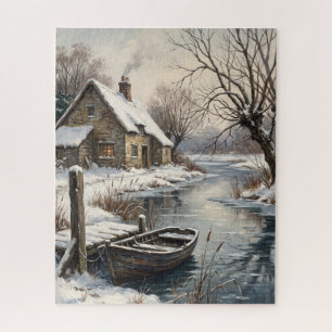 Victorian Snowy Riverside Cottage Christmas  Jigsaw Puzzle
