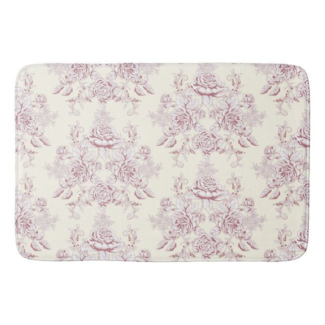 Victorian,soft yellow, soft pink,floral,pattern,vi bath mat (Front)