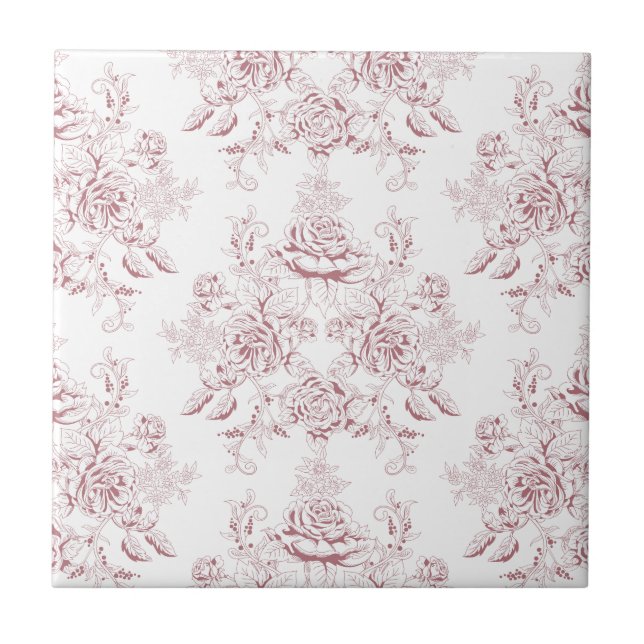 Victorian,soft yellow, soft pink,floral,pattern,vi tile (Front)