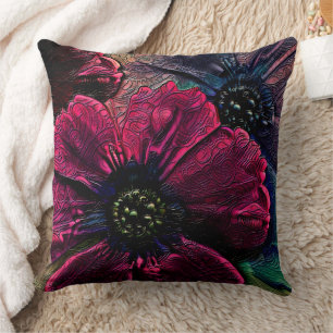 Victorian Splendor: Exquisite Floral Design Throw Pillow