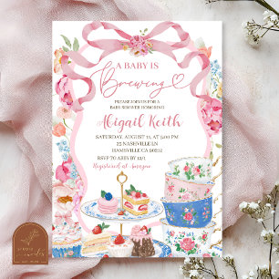 Victorian Spring Floral Tea Party Baby Shower Invitation
