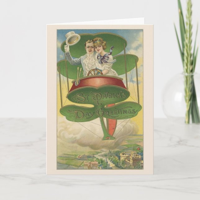 Victorian St. Patrick's Day Couple Greeting Card (Front)