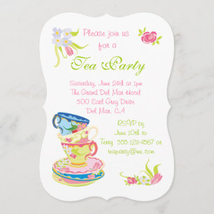 Victorian Stacked Tea Cups Tea Party Invitation