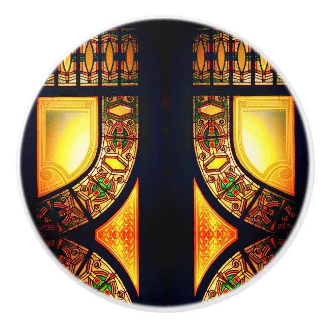 Victorian stained glass door elegant ceramic knob (Front)